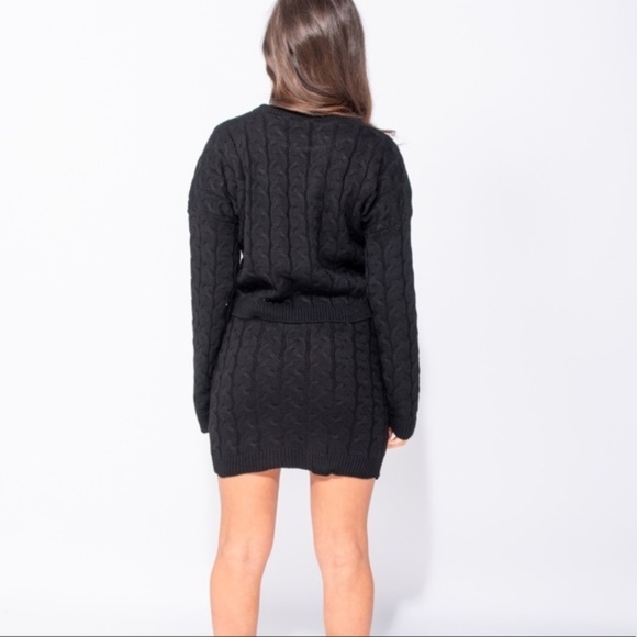 Aliana Black Cable Knit Sweater & Skirt Set - Picture 3 of 8